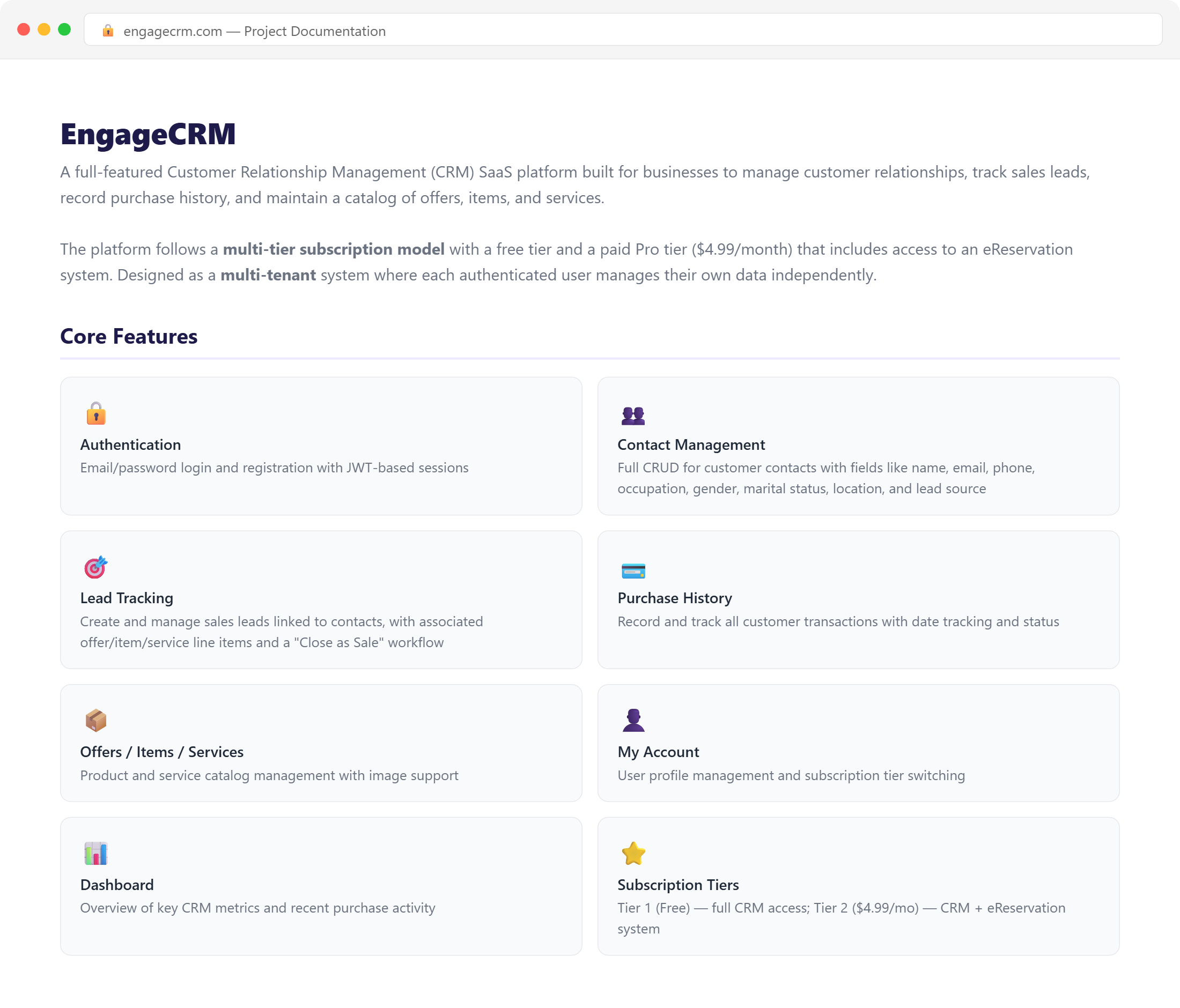 engageCRM - Screen 1
