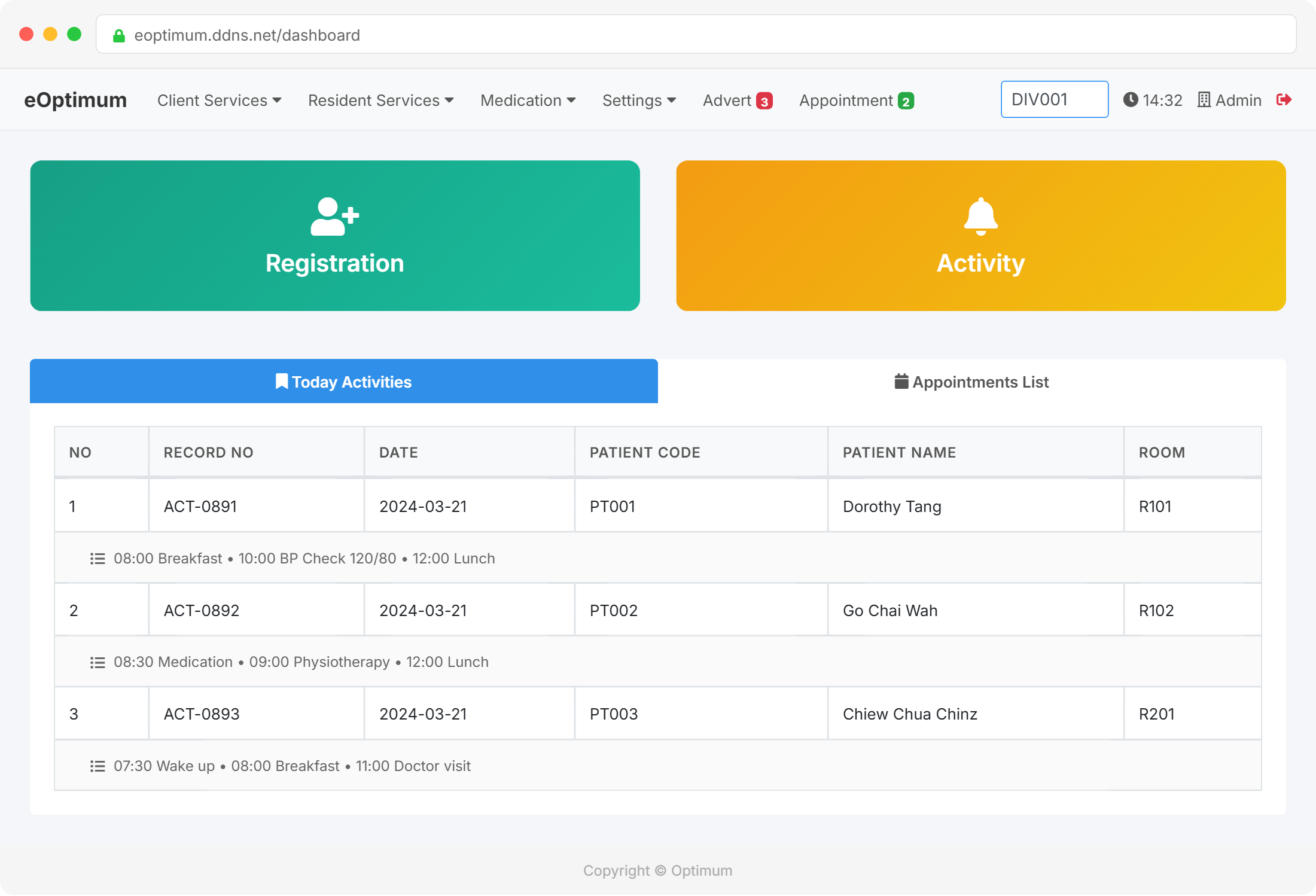 eOptimum Electronic Aged Care Record System